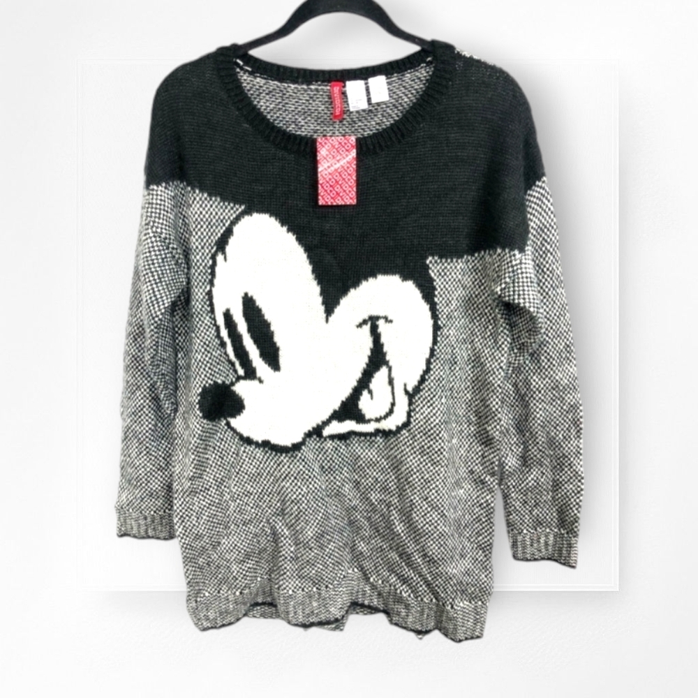 Disney Mickey Mouse Sweater NWT H&M Divided Black White Wool Blend Small